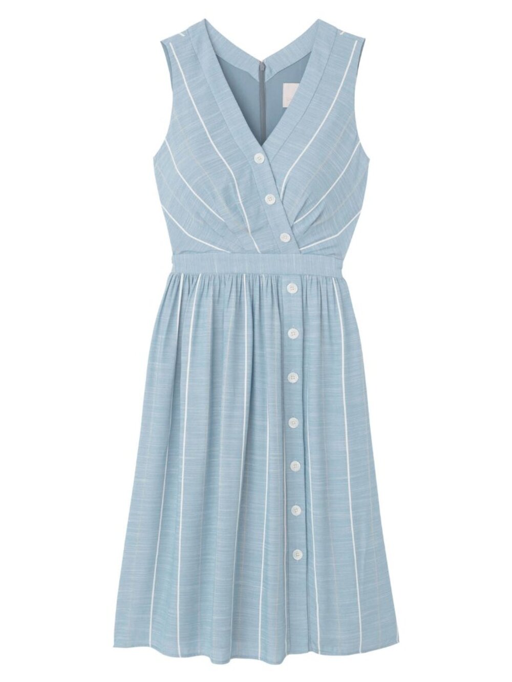 Gal Meets Glam Jill Button Front Surplice A Line Dress Blue Stripe Size 12